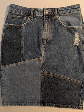 Comma Casual Identity Patchwork Denim Pencil Skirt - Size 28 (NWOT)